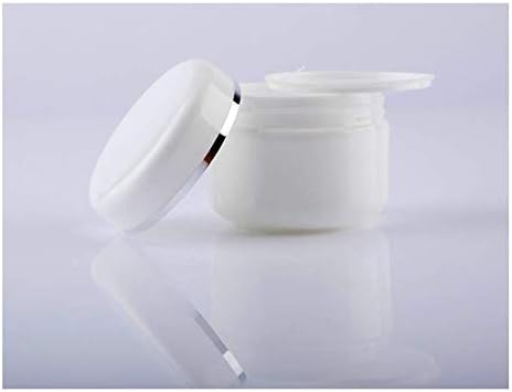 Empty White Silver Edge Portable Refillable Plastic Cosmetic Makeup Face Cream Jar Sample Container Bottle Pot (100ml(3.4oz)-6PCS)