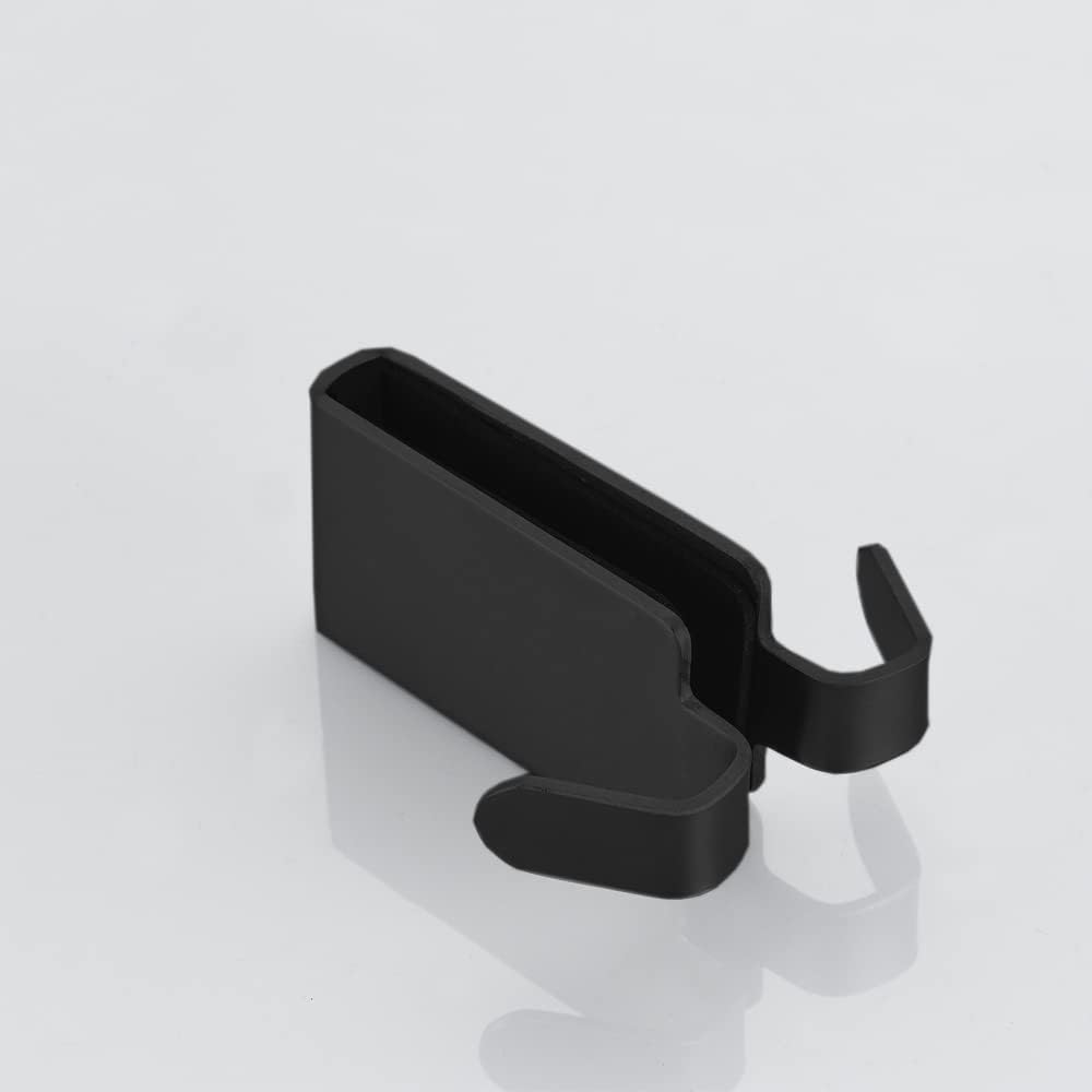 Double Hooks for Glass Shower Door, Towel Hooks Over The Bathroom Glass Wall 0.31-0.39in, Stainless Steel, Matte Black,2 Pack.