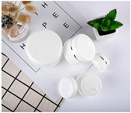 Empty White Silver Edge Portable Refillable Plastic Cosmetic Makeup Face Cream Jar Sample Container Bottle Pot (100ml(3.4oz)-6PCS)