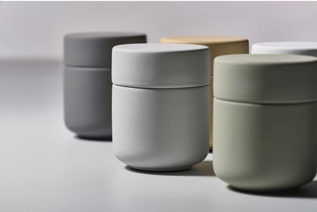 Zone Denmark Ume Taupe Cosmetic Jar - Elegant and Functional Storage Solution for Your Beauty Essentials, Infusing Scandinavian Design into Your Vanity Space - Beige (Taupe)