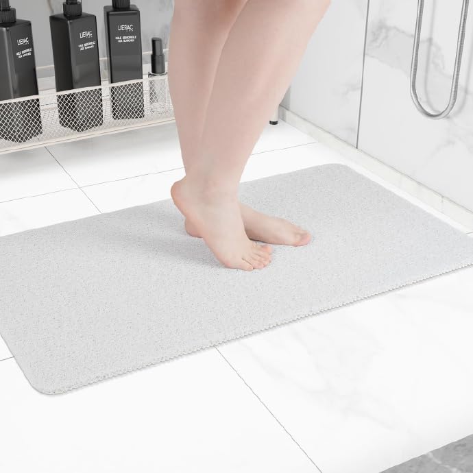 Non-Slip Bathtub Mat, Anti Slip Shower Mat, Fast Drying Bathtub Mats, Foot Scrubber Mat, Anti Slip Mat for Tub, Floor, Bathroom, Kitchen, Home, Hotel (White 40"×28")