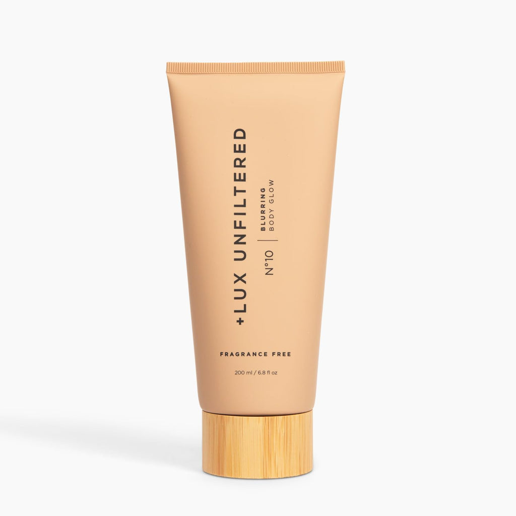 + Lux Unfiltered N°10 Blurring Body Glow Lotion - Instant Body Shimmer Lotion that Blurs Imperfections and Hydrates with Shea Butter, Squalane & Vitamin C - Vegan, Cruelty Free, Fragrance Free