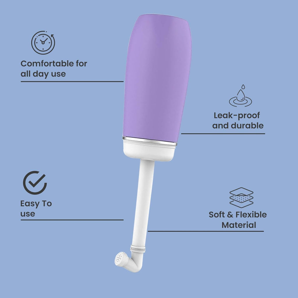 Portable Bidet for Travel - Friendly Handheld Personal - Peri Bottle - with 400ml Capacity, Convenient & Leakproof Design for Personal Hygiene Cleaning - Portable Bidet for Women and Men. (Purple)