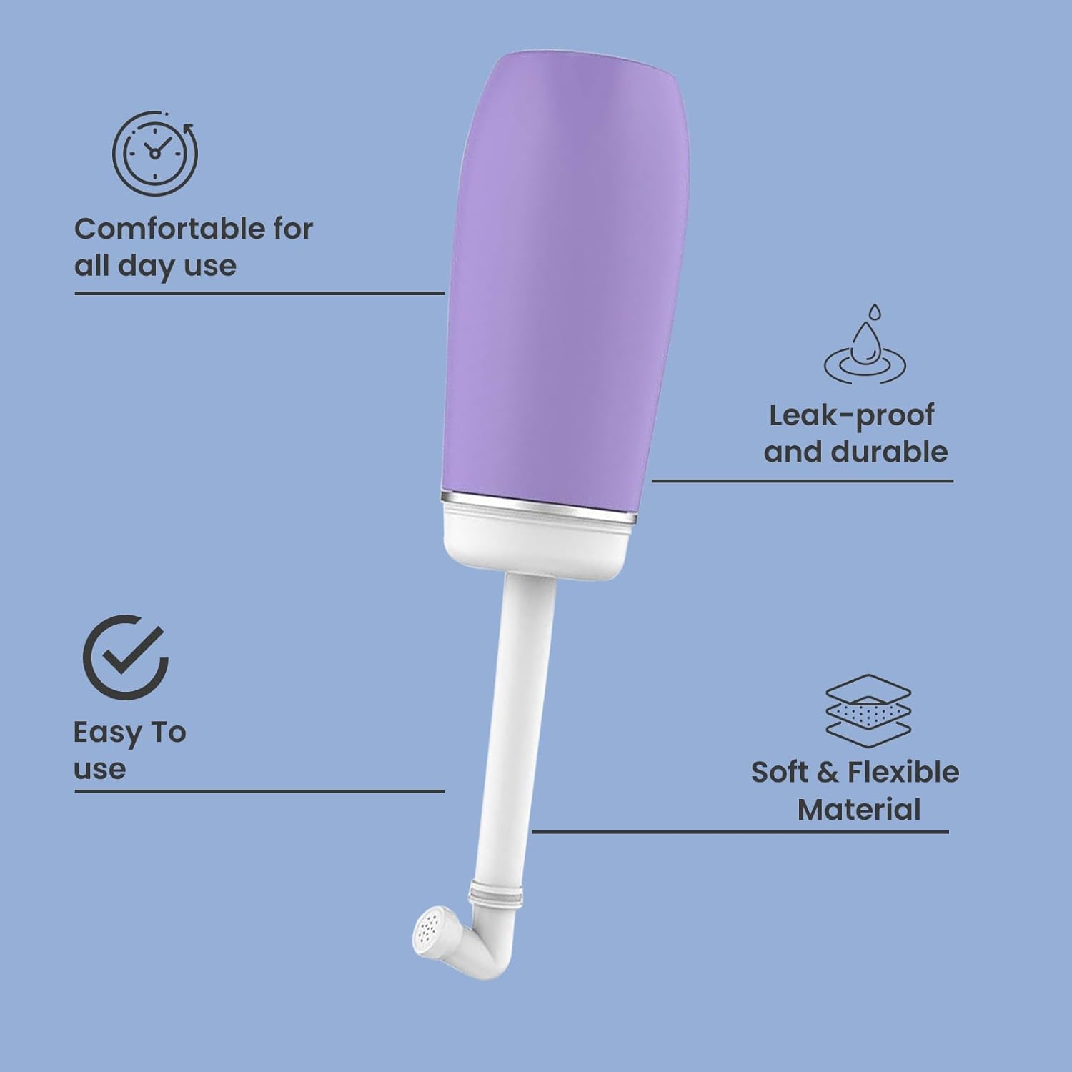 Portable Bidet for Travel - Friendly Handheld Personal - Peri Bottle - with 400ml Capacity, Convenient & Leakproof Design for Personal Hygiene Cleaning - Portable Bidet for Women and Men. (Purple)