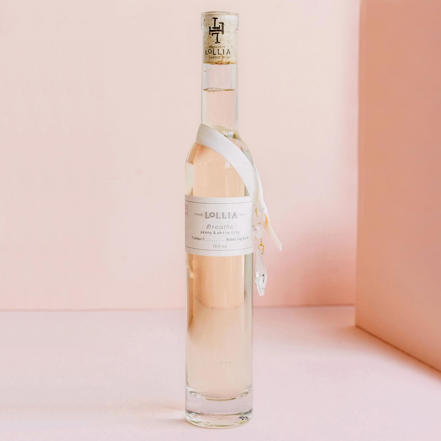 Lollia Breathe Bubble Bath, 12.9 fl. oz., Peony & White Lily Scented Bubbling Skin Care for Women, Soothing & Moisture-Rich Scented Body Soap with Hydrating Ingredients