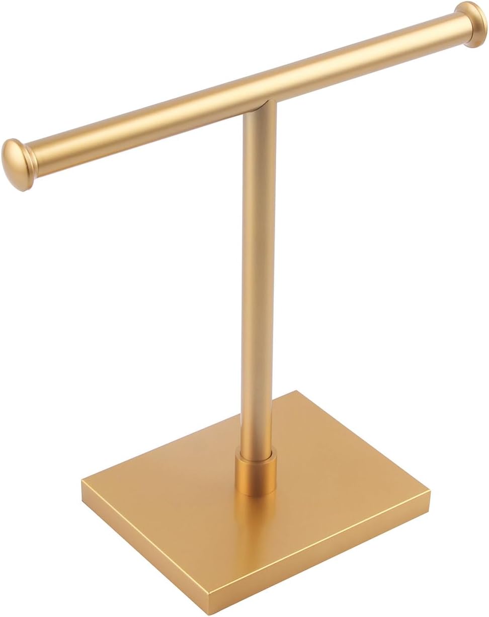 GERZWY SUS 304 Stainless Steel Towel Ring Gold Hand Towel Holder Standing Tree Rack for Bathroom Vanities Countertop DZY011-BE