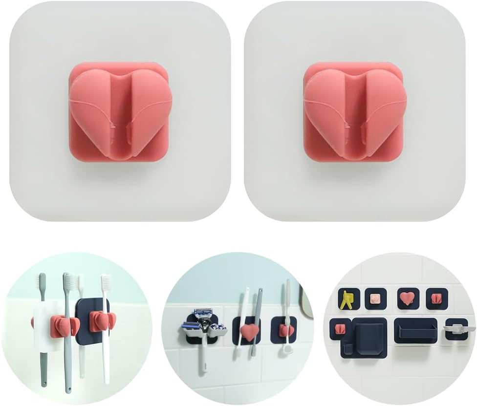 1+1 Silunity Silicone Toothbrush Holder - Suction & Stick, Reusable Sticker - Wall Mounted for Bathroom/Shower - Made in Korea - Ideal for Toothbrushes/Razors (White Pad (1+1), Single)