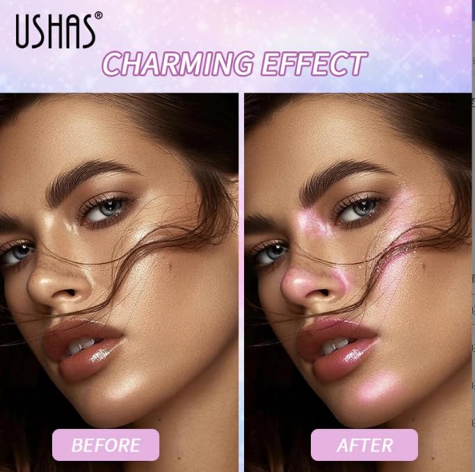 USHAS Body Glitter Spray 3.72 fl.oz - Temporary Body Shimmer Spray for Face, Hair, Clothing, Long Lasting Quick-Drying Shiny for Music Festival Rave (04)