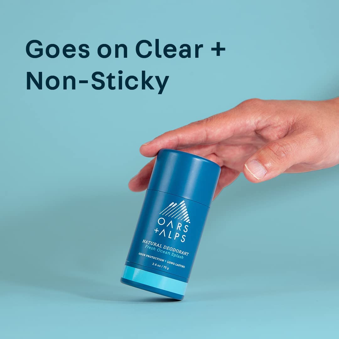 Oars + Alps Deodorant for Men & Women, Aluminum Free Deodorant for Men, Dermatologist Tested, Clean Ingredients, Non Toxic, Vegan, Long Lasting, Odor Protection, Fresh Ocean Splash, 3pk, 2.6oz