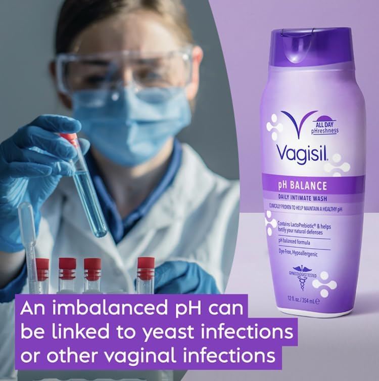 Vagisil Feminine Wash for Intimate Area Hygiene, pH Balance, Gynecologist Tested, Hypoallergenic, 12 oz, (Pack of 1)