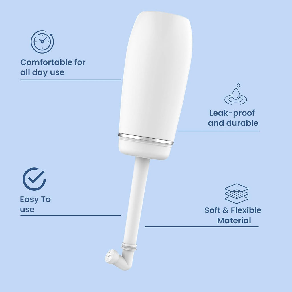 Portable Bidet for Travel, 400ml Peri Bottle, Handheld Personal Hygiene Cleaner, Leakproof & Reusable Wash Bottle for Women & Men (White)