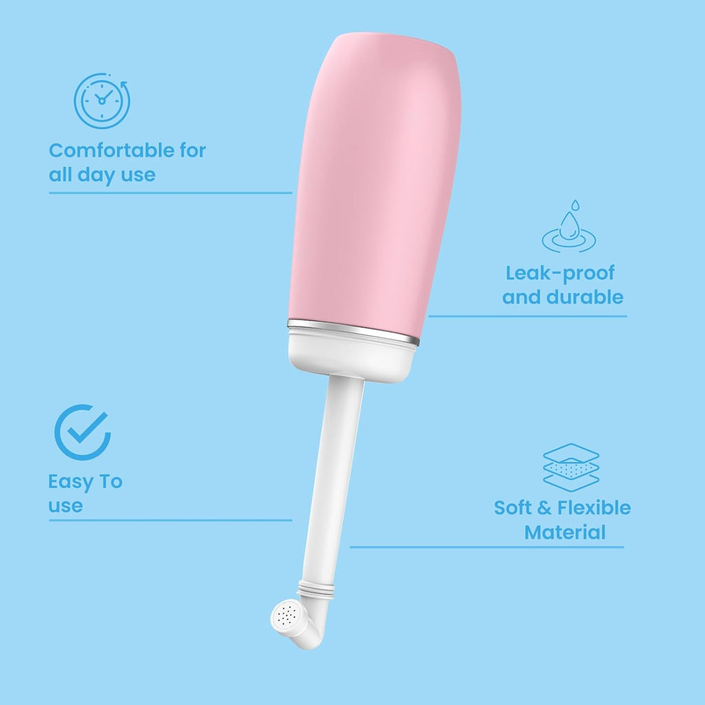 Portable Bidet for Travel, 400ml Peri Bottle, Handheld Personal Hygiene Cleaner, Leakproof & Reusable Wash Bottle for Women & Men (Pink)