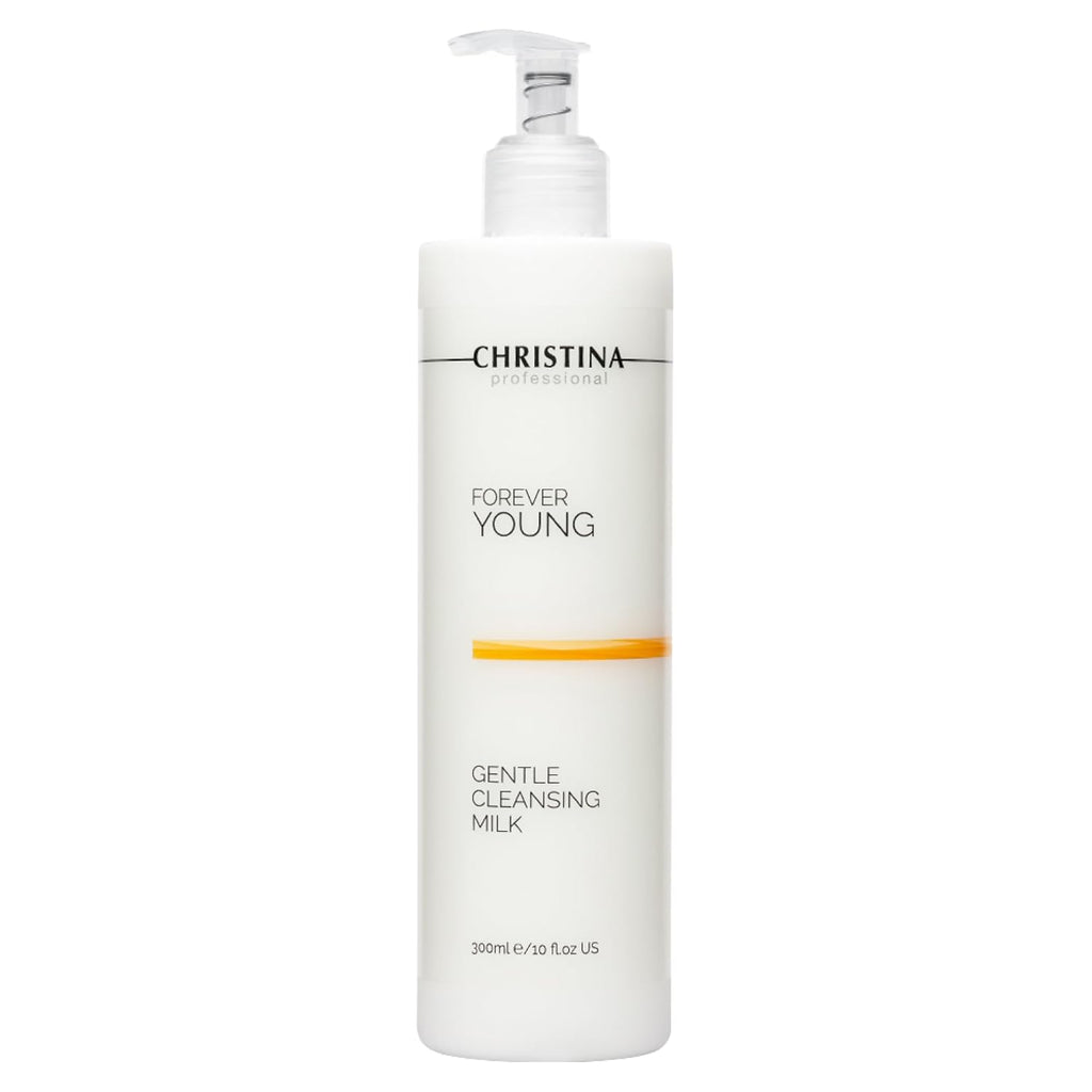 Christina Forever Young Gentle Cleansing Milk with Retinol for Face | Nourishing Formula with Glycolic Acid, Vitamin A, Vitamin E for Aging & Dry Skin | Suitable for ages 30-45+ | 24-Hour Care 300ml