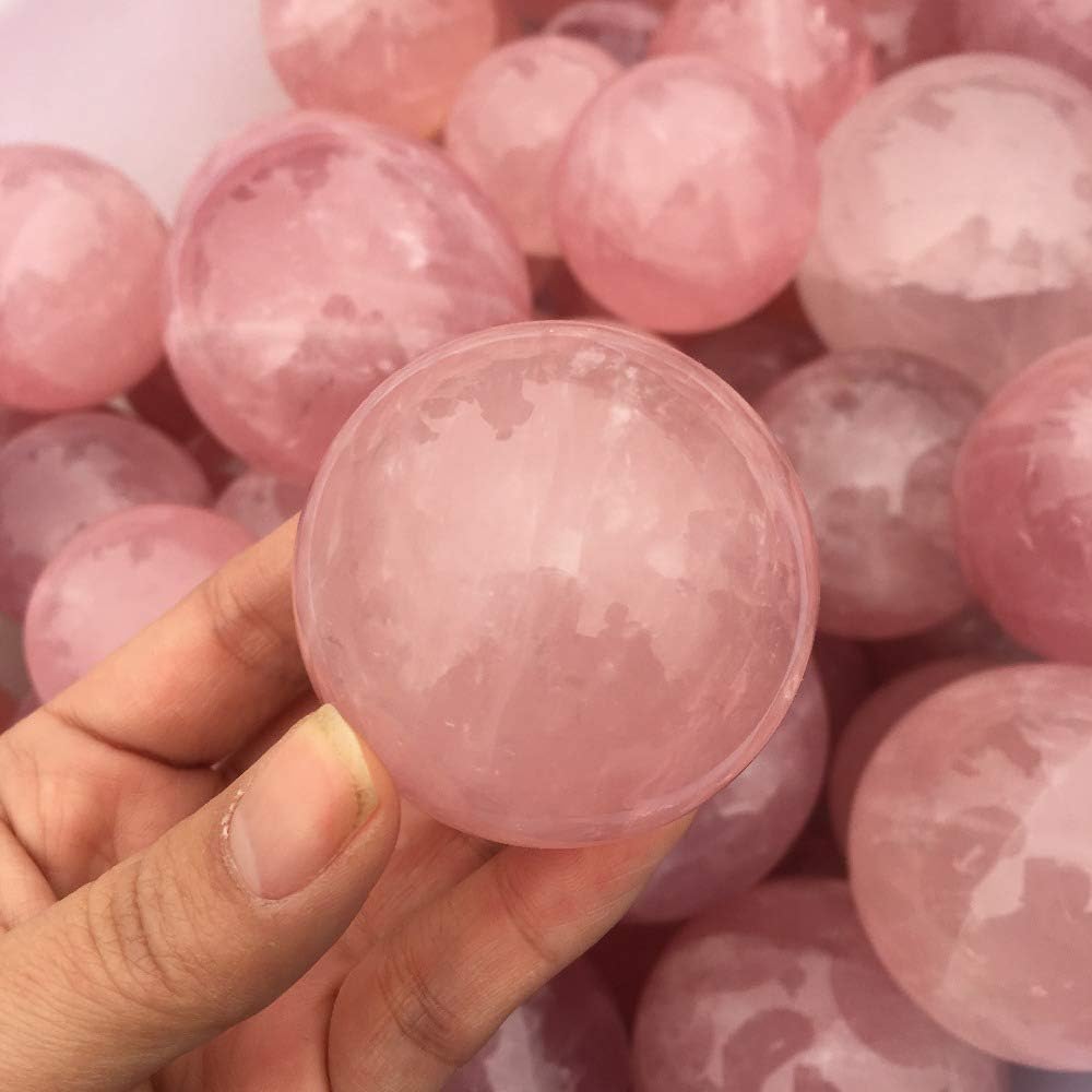 1.75" Rose Quartz Healing Baoding Balls, Pink Crystal Hand Exercise Balls for Stress Relief and Hand Therapy, Natural Quartz Sphere Gemstone Handball with Carry Pouch (Box-Packed) M14
