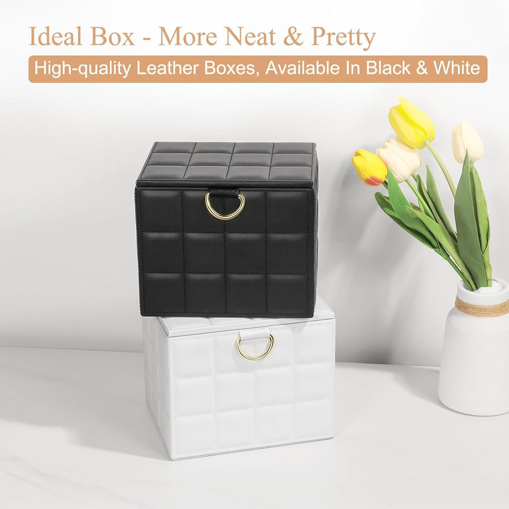 Disposable Face Towel Holder Box, Black PU Leather Container for XL Clean Skin Club Face Towels, Reusable Organizer for Clean Skin Towel Makeup Wipe Holder Counter Bathroom Organizers and Storage