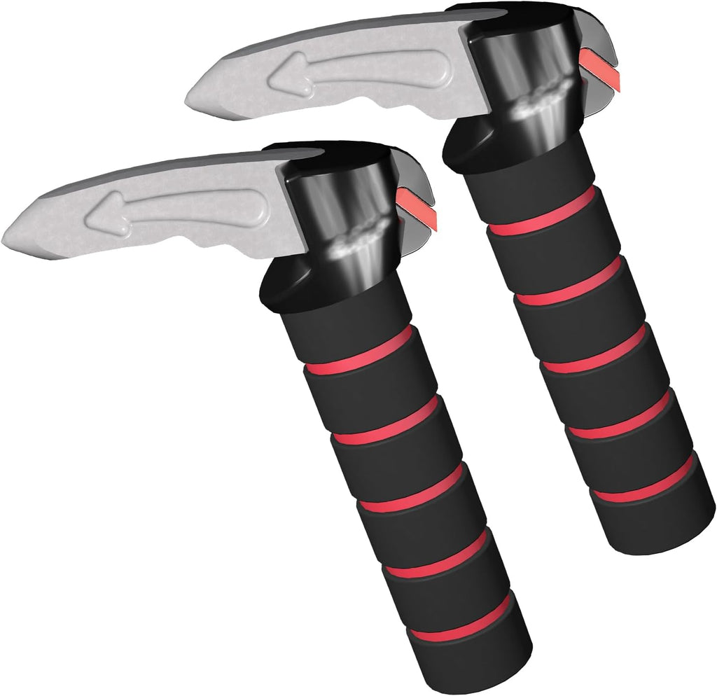 3 in 1 Car Door Assist Handle for Elderly & Handicapped with Window Breaker & Seatbelt Cutter (Red-2 Packs)