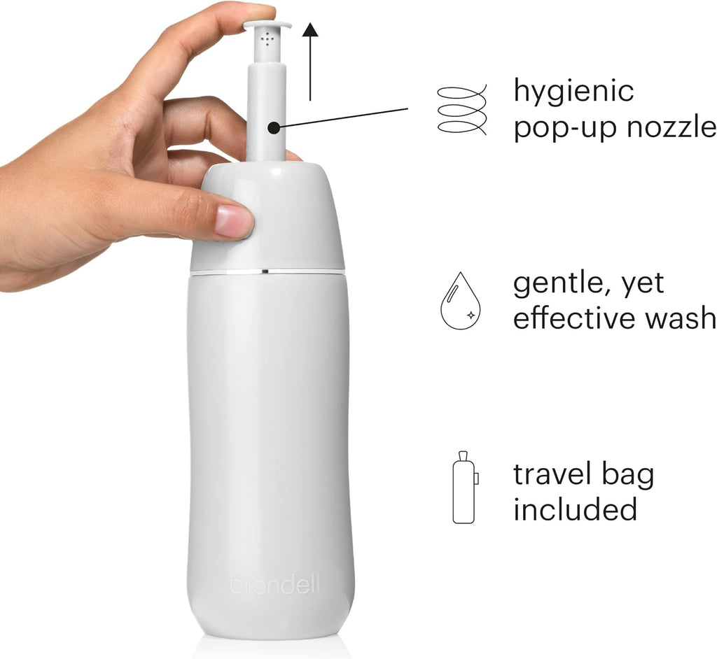 Brondell GoSpa Advanced Portable Bidet for Travel–Pop-Up Nozzle System –High-Quality Compact Bidet with Discreet Travel Bag for Convenient Storage–400mL, Gray