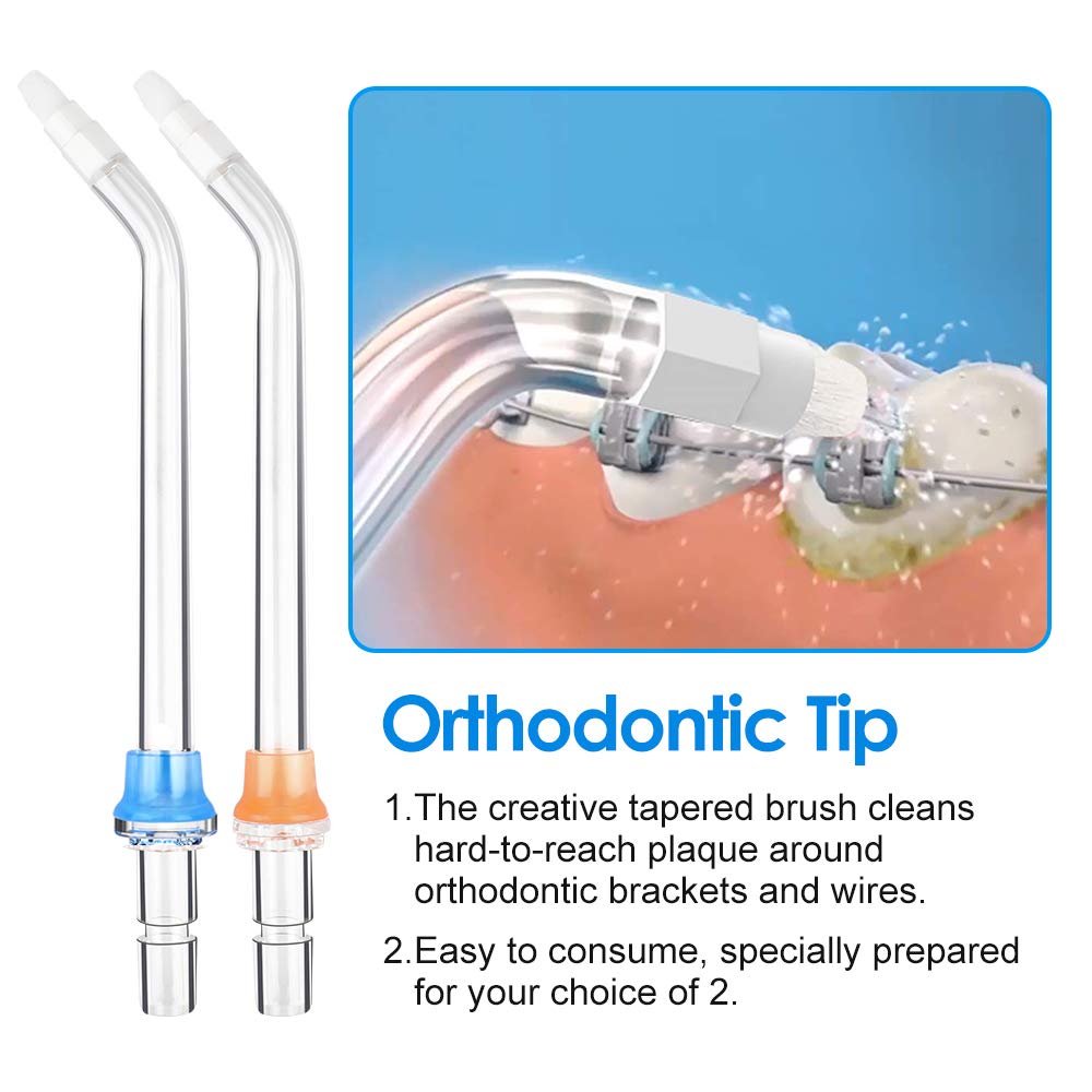 Flosser Replacement Tips Compatible with Waterpik Water Flosser, Reach Flosser Refill Heads Replacement Heads, Compatible with Waterpik Oral Irrigator & Dental Flosser (Orthodontic Tips)