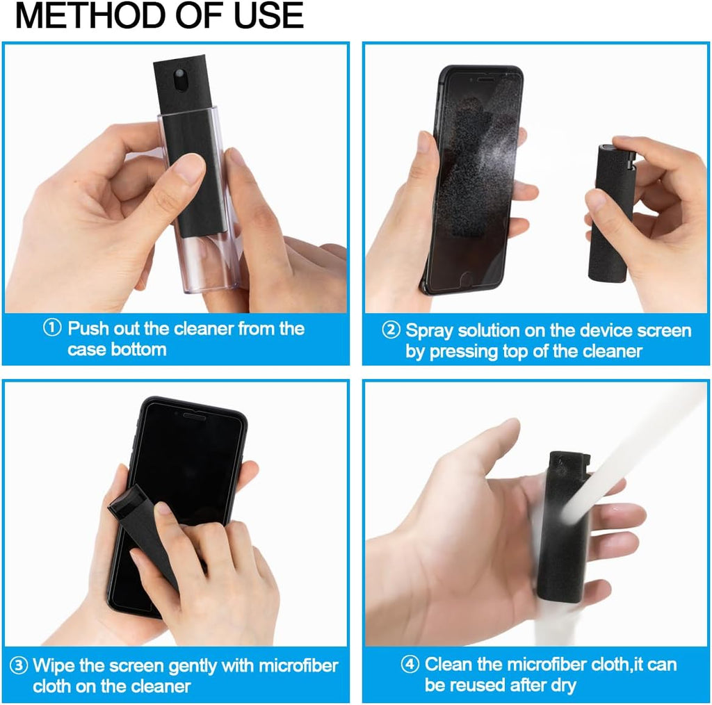 walrfid Screen Cleaner Touchscreen Mist Spray, walrfid Cleaning Kit for Electronic Smart Phone TV, Laptop, Tablet, PC, Computer LCD Flat Screens, Compatible with iPhone iPad MacBook Pro - Black