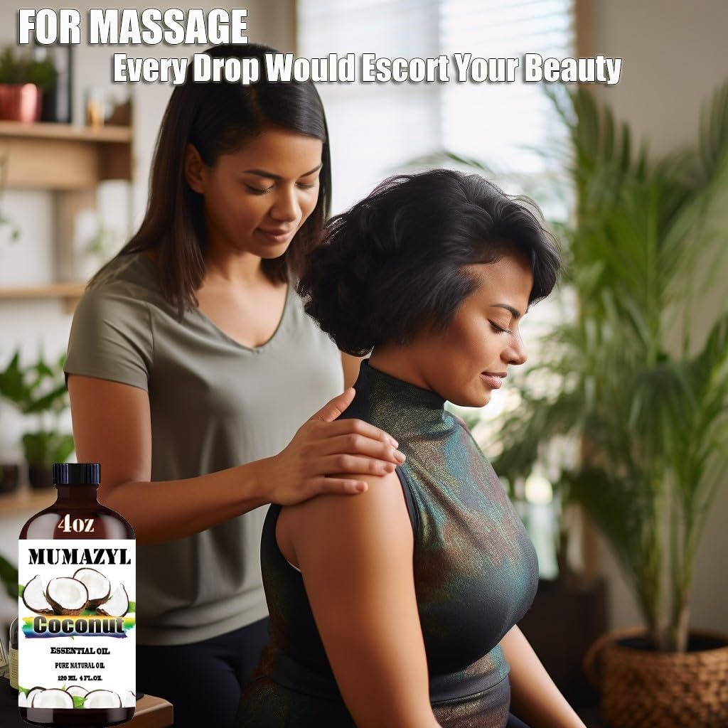 Coconut Essential Oil, Coconut Oil 4 Fl Oz 120ML for Diffuser Humidifier Yoga Cleaning DIY Candle Soap Making Essential Oils