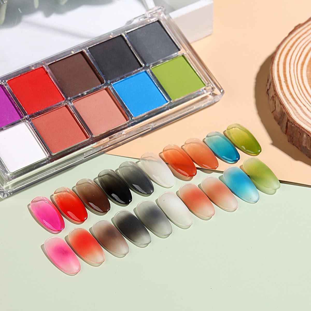 10 Colors Solid Neon Phosphor Nail Powder Set Fluorescent Gradient Iridescent Pigment Powder Glitter Dust Kit for Gel Polish Nail Art Decorations