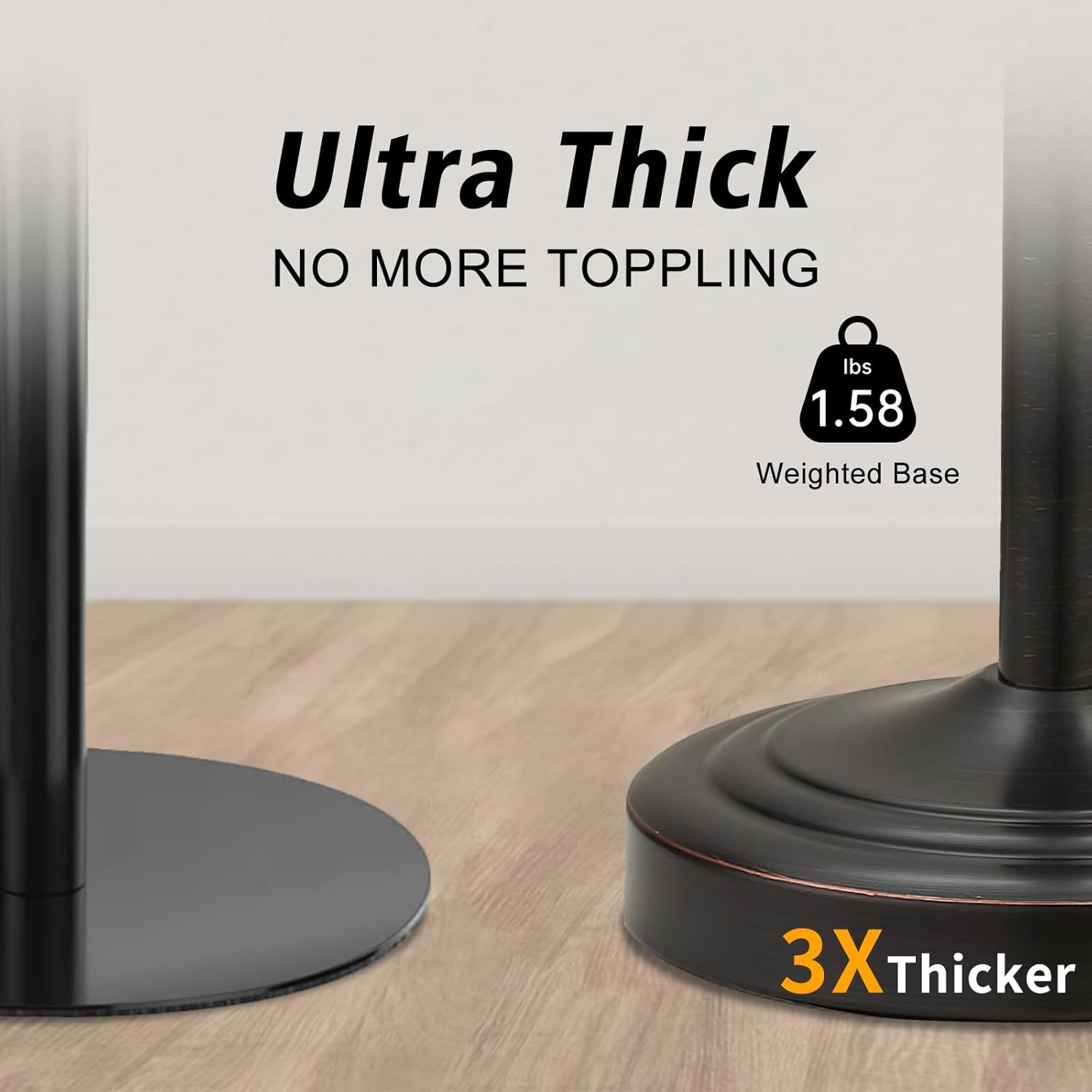 Hoimpro 17 Inch Oil Rubbed Bronze Stainless Steel Free Standing Towel Rack Bar, Double Stand Towel Ring Hand Towel Holder Hanger, Towel Hardware for Bathroom Vanity Kitchen Countertops