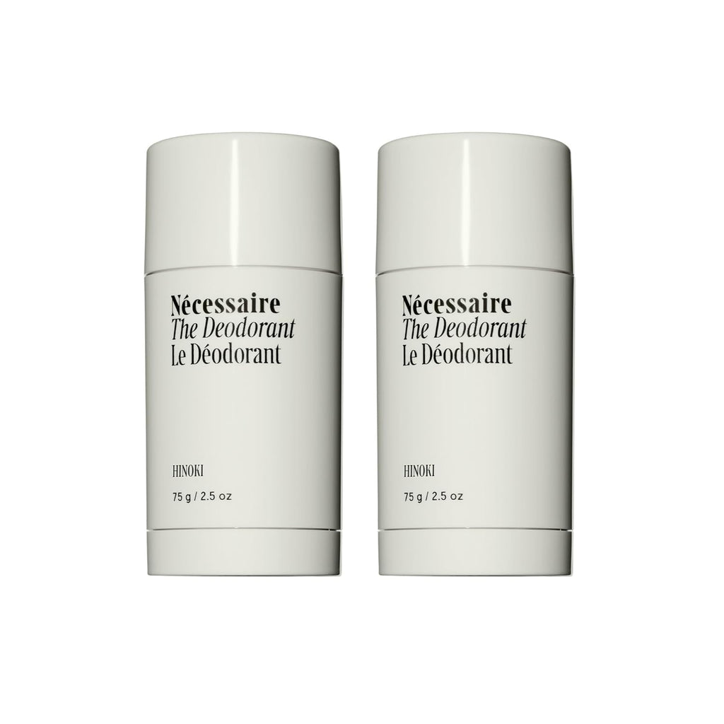 Nécessaire The Deodorant Hinoki | Natural Aluminum Free Deodorant For Women & Men. Extra Strength Treatment with Mandelic Acid. Free of Baking Soda, Ozokerite & Parabens (2x 75 g/2.5 oz)