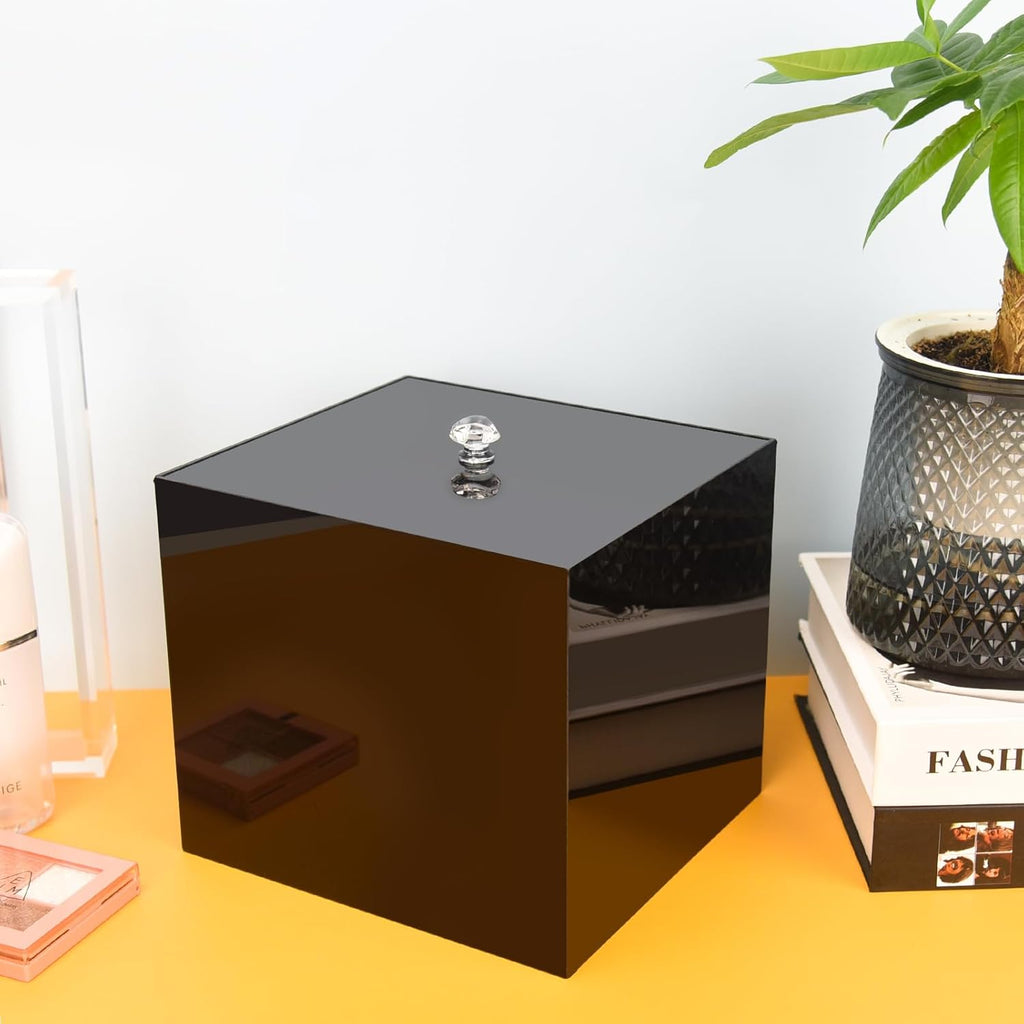 Weiai Face Towel Box, Acrylic Facial Disposable Towelettes Holder Container for XL Face Towels and Protects from Dust, Black