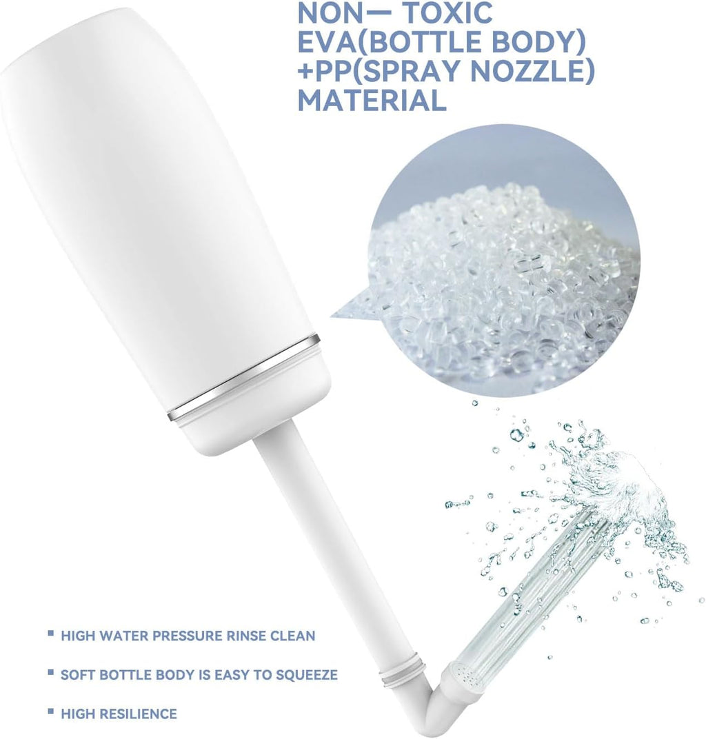 Portable Bidet for Travel Friendly Handheld Personal Peri Bottle 400ml Convenient Leakproof Design Personal Hygiene Cleaning (White, 400ml)