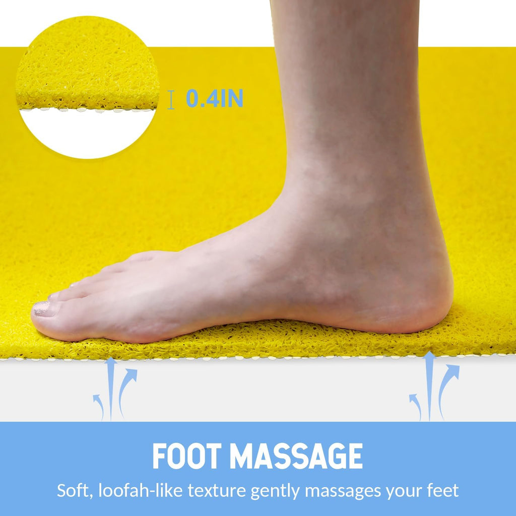 Non-Slip Bathtub Mat, Anti Slip Shower Mat, Fast Drying Bathtub Mats, Foot Scrubber Mat, Anti Slip Mat for Tub, Floor, Bathroom, Kitchen, Home, Hotel (Yellow 24"×16")