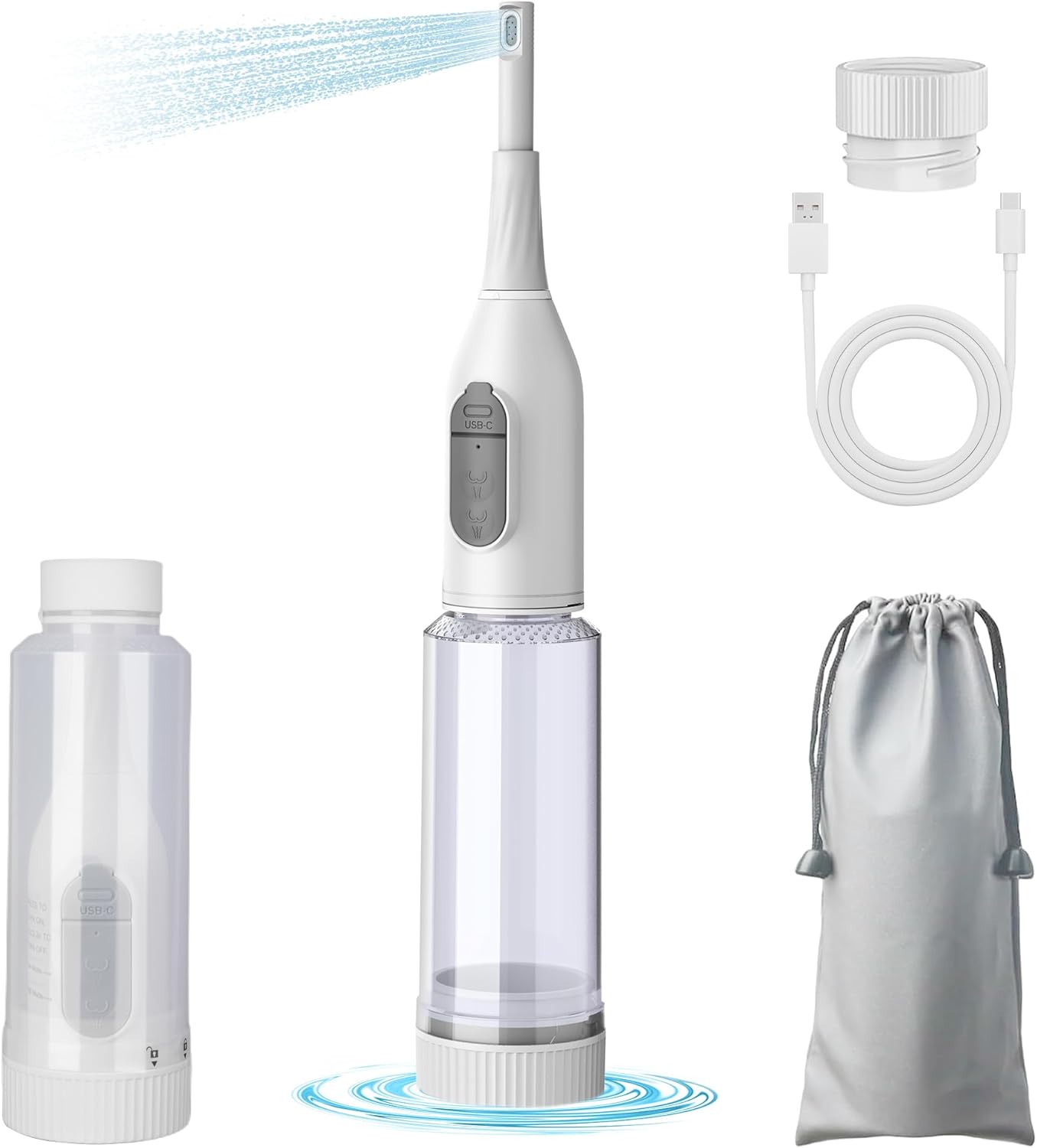 Portable Bidet for Travel – Electric Peri Bottle with Dual Spray Modes, 360° Nozzle, Water Bottle Adapter, USB Rechargeable, Waterproof, Travel Bidet for Postpartum & Personal Hygiene