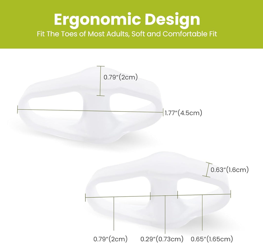 Bukihome Toe Separators Bunion Corrector - 8 Pack Big Toe Spacers with 2 Loops, Suitable for Bunion and Overlapping Toes, Reduce Foot Pain(White)