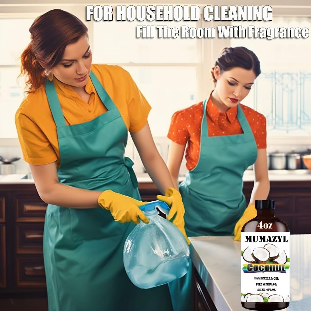 Coconut Essential Oil, Coconut Oil 4 Fl Oz 120ML for Diffuser Humidifier Yoga Cleaning DIY Candle Soap Making Essential Oils