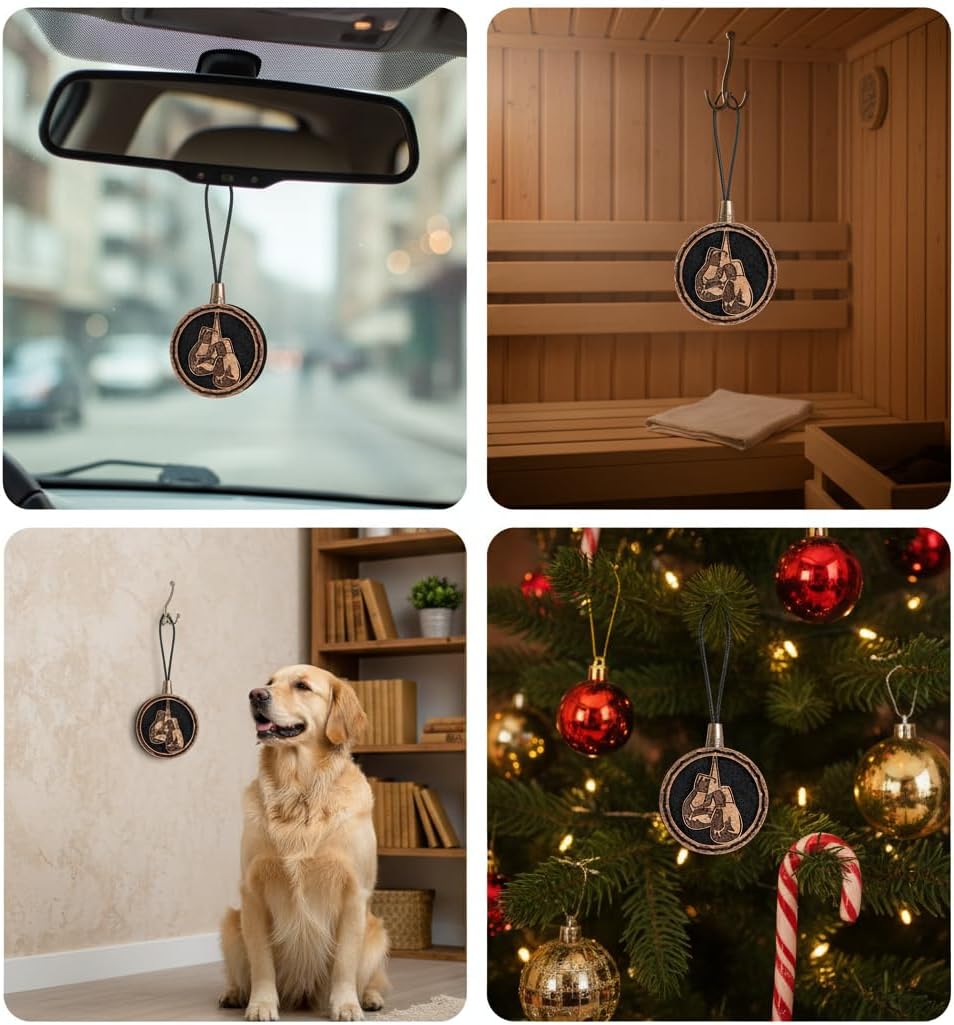Wood Car Air Freshener — Handmade Car Air Freshener — Boxing Gloves Designed Fragrance Oil Diffuser in Wooden Gift Box