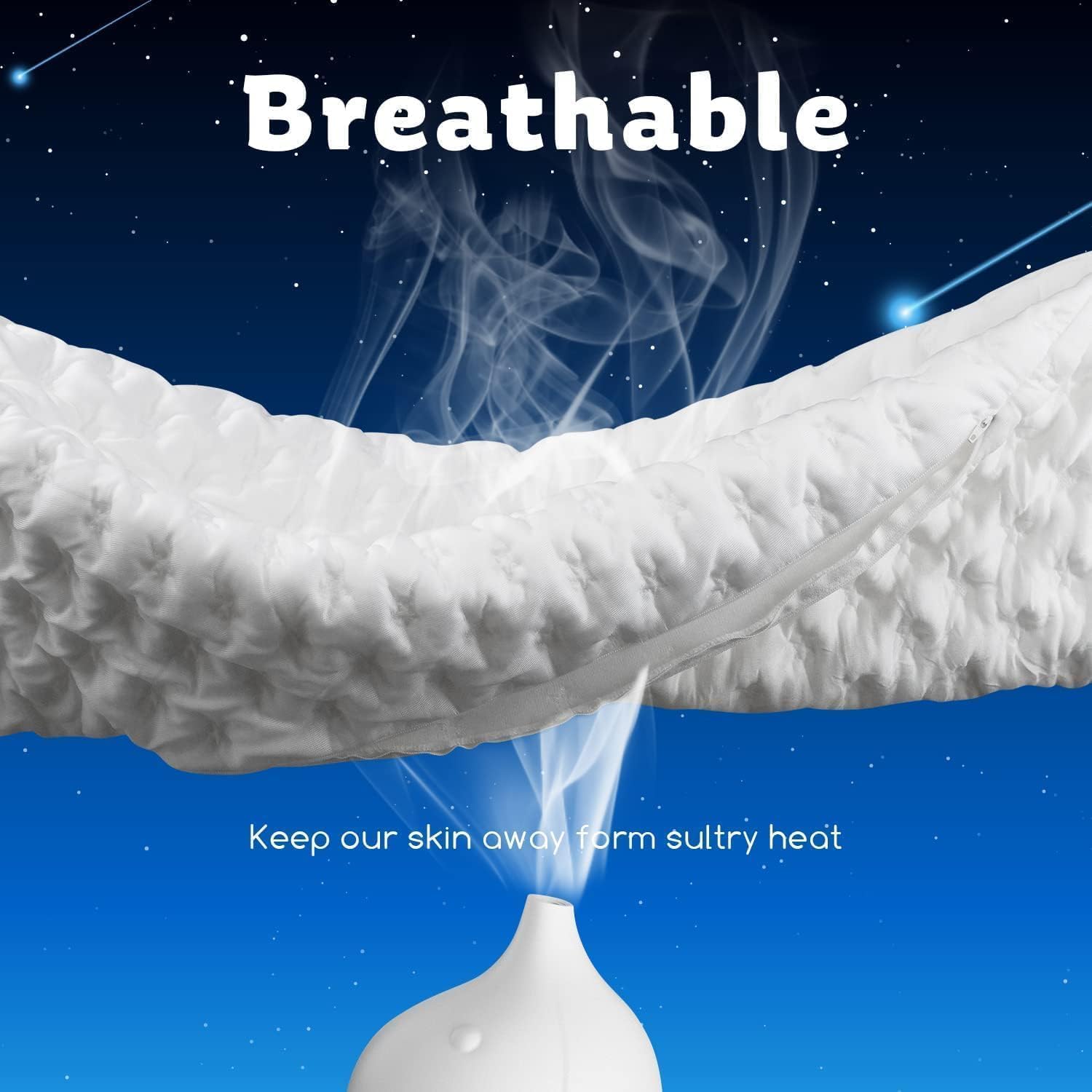 Cooling Side Sleeper Pillow for Neck and Shoulder Pain, Luxury Shredded Memory Foam Curved Bed Pillows for Sleeping Set of 1- Adjustable Standard Size- Washable Cover Original White