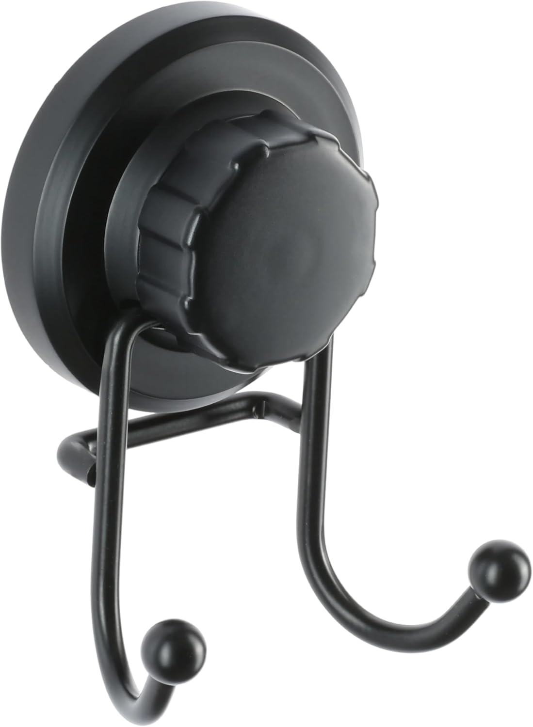 HASKO Suction Cup Hooks for Shower Wall, Removable Towel Hooks for bathrooms, Includes Optional No Drill Adhesive Mount for Inside Shower, Rustproof Stainless Steel - 2 Pack, Black