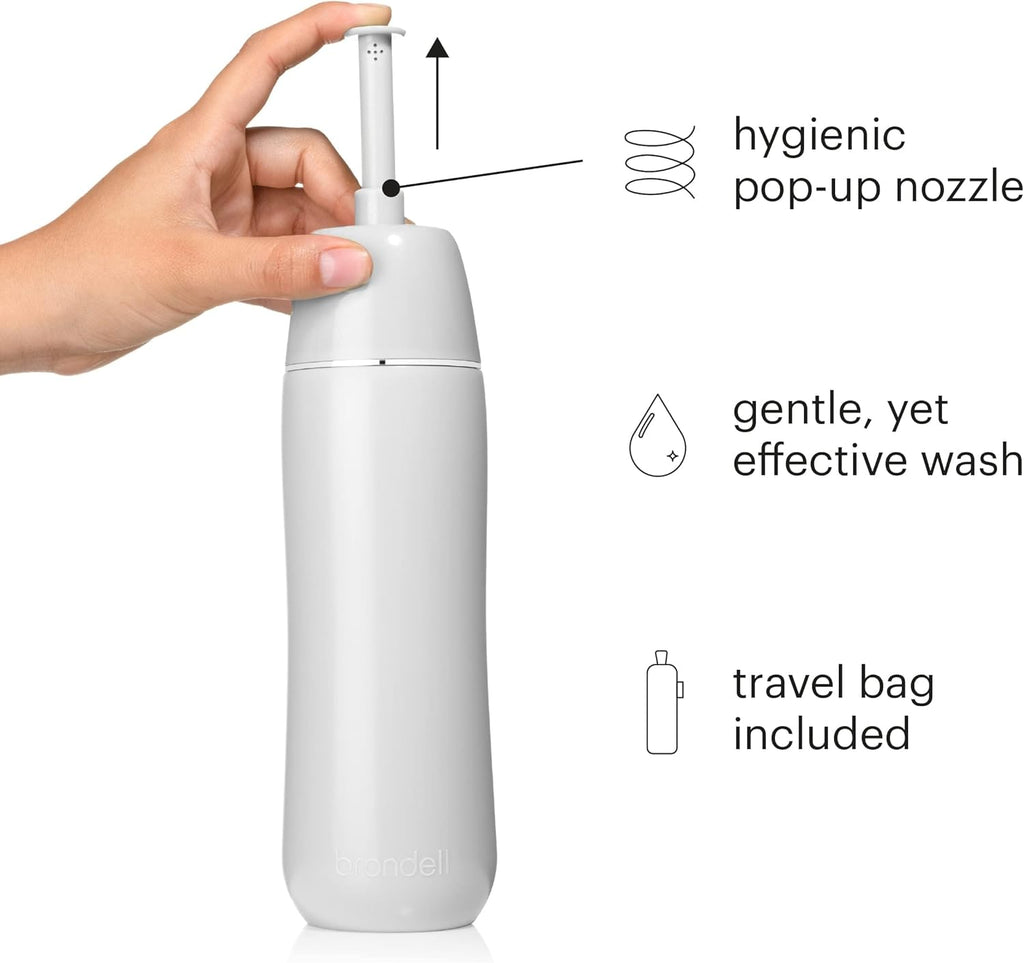 Brondell GoSpa Advanced Portable Bidet for Travel–Pop-Up Nozzle System –High-QualityCompact Bidet with Discreet Travel Bag for Convenient Storage–500mL, Gray
