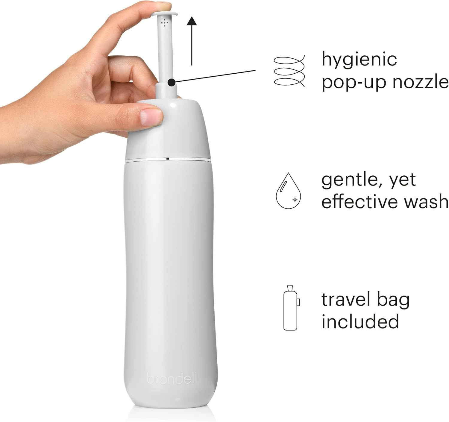 Brondell GoSpa Advanced Portable Bidet for Travel–Pop-Up Nozzle System –High-QualityCompact Bidet with Discreet Travel Bag for Convenient Storage–500mL, Gray