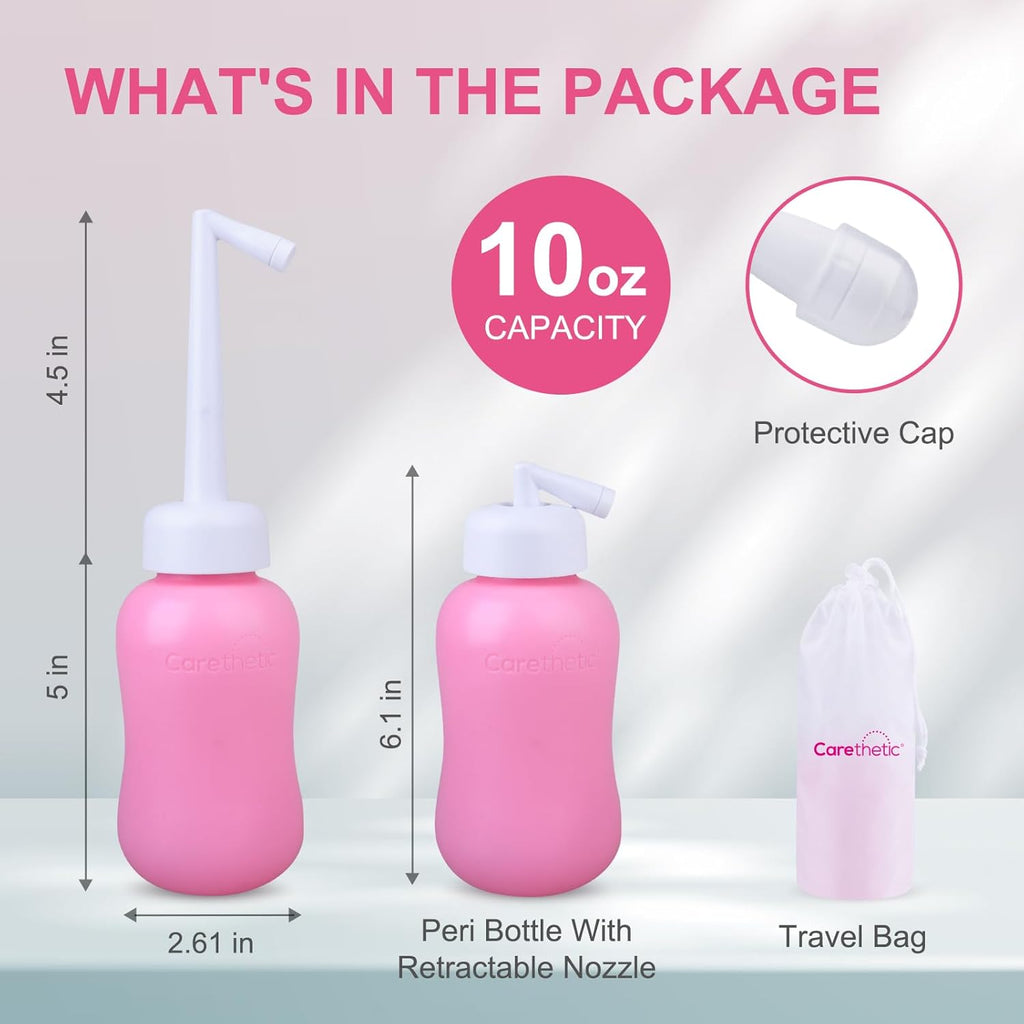 Peri Bottle for Women - Portable Bidet for Postpartum Care, 12oz Upside-Down Design with Travel Bag