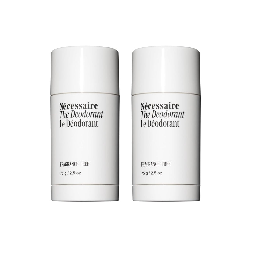 Nécessaire The Deodorant Fragrance-Free | Natural Aluminum Free Deodorant For Women & Men. Extra Strength Treatment with Mandelic Acid. Free of Baking Soda, Ozokerite & Parabens (2x 75 g/2.5 oz)