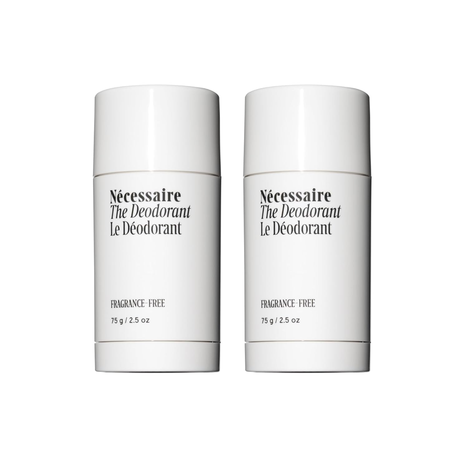 Nécessaire The Deodorant Fragrance-Free | Natural Aluminum Free Deodorant For Women & Men. Extra Strength Treatment with Mandelic Acid. Free of Baking Soda, Ozokerite & Parabens (2x 75 g/2.5 oz)