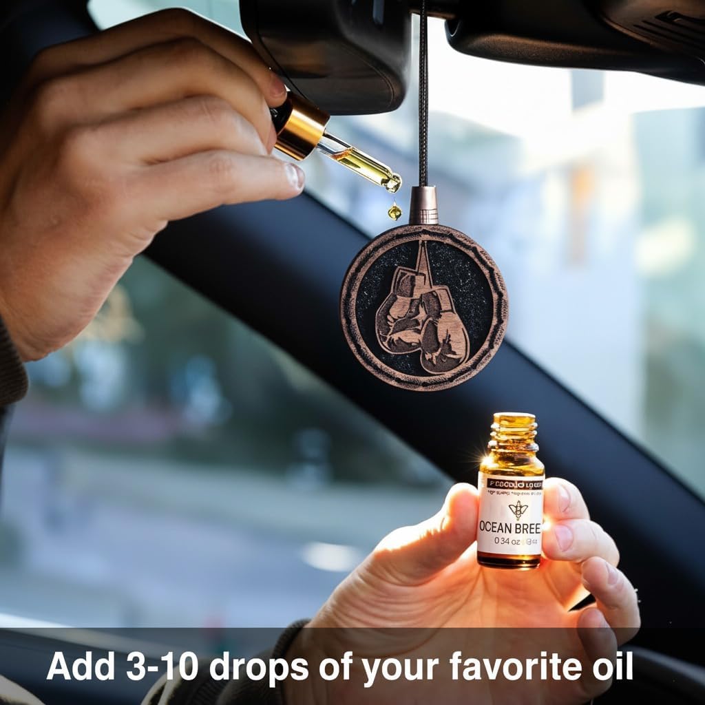 Wood Car Air Freshener — Handmade Car Air Freshener — Boxing Gloves Designed Fragrance Oil Diffuser in Wooden Gift Box