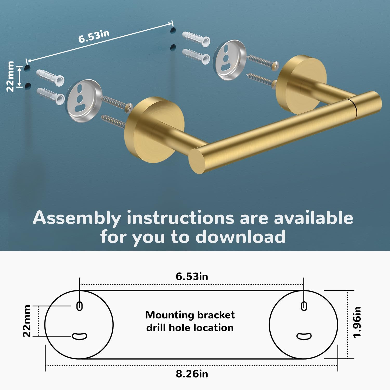 FORIOUS Toilet Paper Holder Wall Mount, SUS304 Stainless Steel Double Post Pivoting Tissue Roll Holder and Hand Towel Ring Set for Bathroom, RV, Bathroom Hardware Accessories Set, Brushed Gold