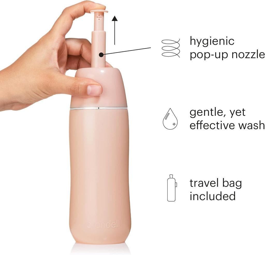 Brondell GoSpa Advanced Portable Bidet for Travel–Pop-Up Nozzle System –High-Quality Compact Bidet with Discreet Travel Bag for Convenient Storage–400mL, Pink