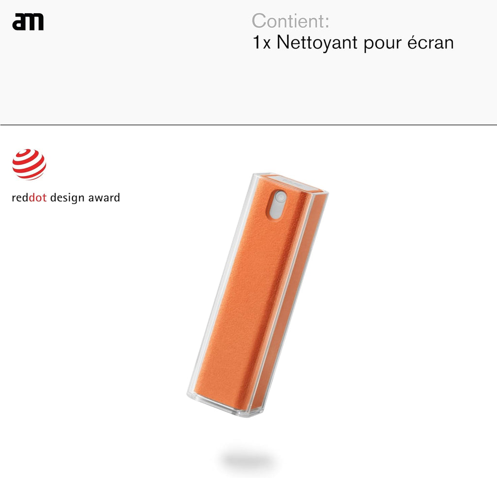 am Screen Cleaner Mist Spray with Microfiber Cloth Around – Alcohol-Free, Streak-Free Screen Cleaning Kit for Smartphones, Tablets, Laptops, Smart TVs & Car Screens, 1 Pack, Orange
