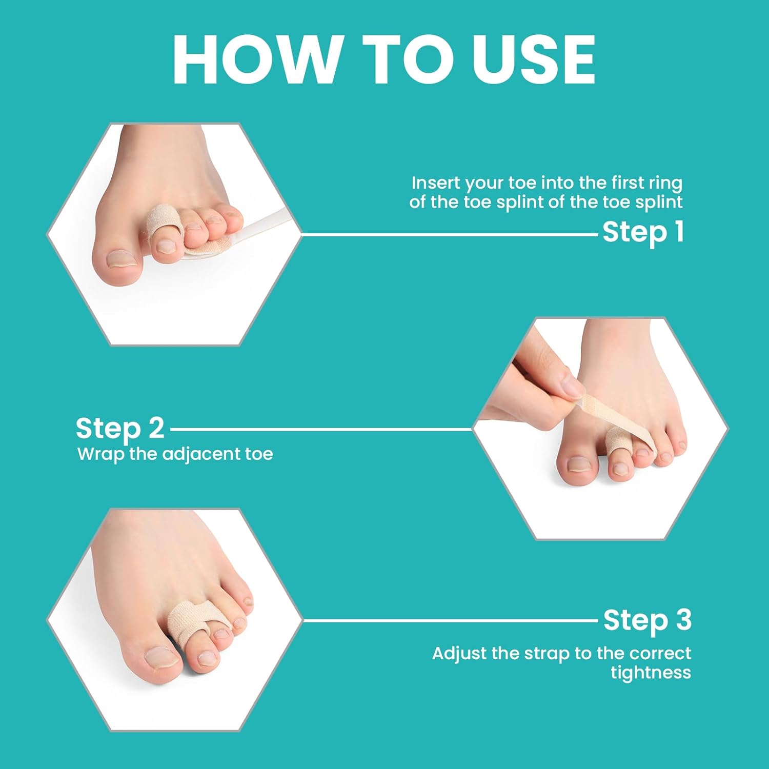 10 Pack Fabric Hammer Toe Corrector, Reusable Broken Toe Protectors Taped Wraps, Hammertoe Straightener, Toe Splint for Broken Toe, Crooked Toes, Bent Toes （Brown+10S）