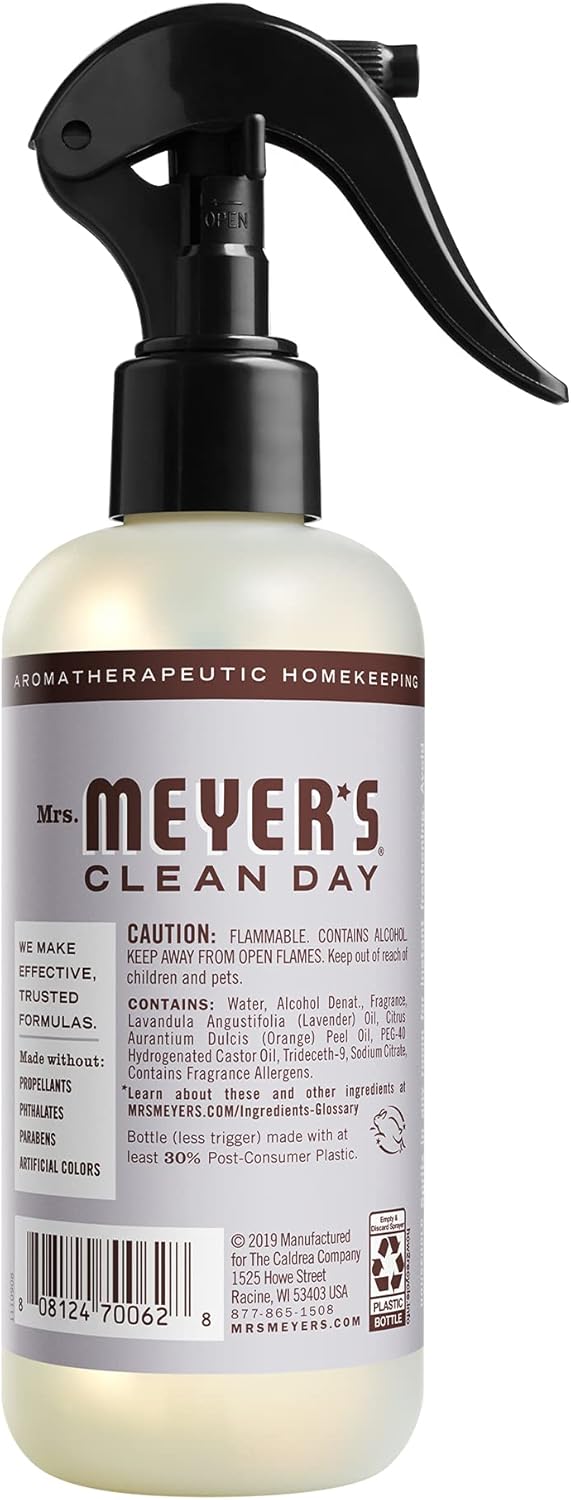 MRS. MEYER'S CLEAN DAY Room and Air Freshener Spray, Non-Aerosol Spray Bottle Infused with Essential Oils, Lavender, 8 fl. oz