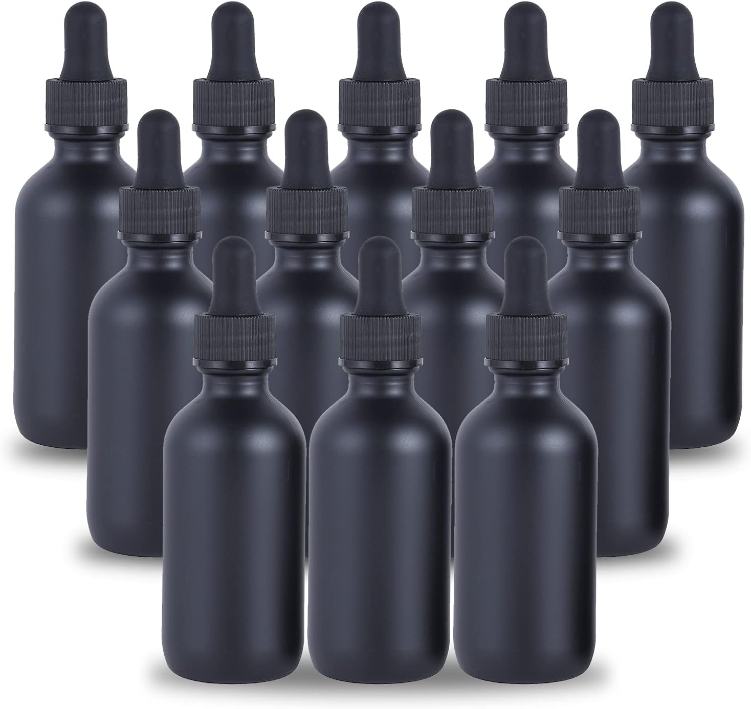 1 oz Dropper Bottle 12 Pack Black Glass Boston Bottles 30ml with Eye Droppers Black Caps for Essential Oils, Perfume, Leak Proof Travel Bottles for Liquids