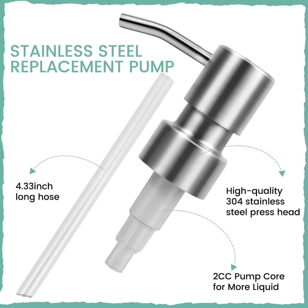 1 pcs 304 Stainless Steel Soap Dispenser Pump - Standard 28/400 Thread Replacement for Hand Soap Lotion Bottles