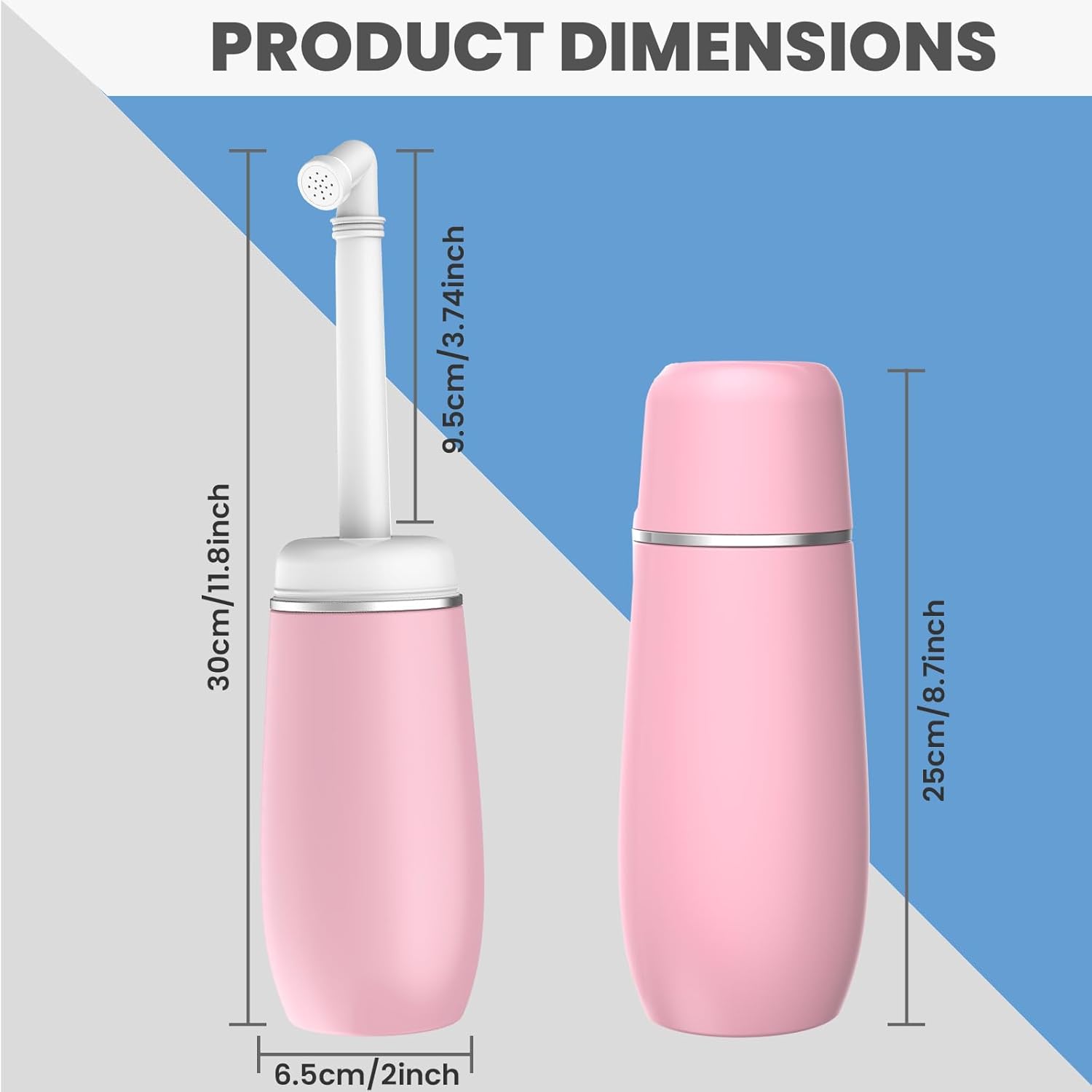 Portable Bidet for Travel, 400ml Peri Bottle, Handheld Personal Hygiene Cleaner, Leakproof & Reusable Wash Bottle for Women & Men (Pink)